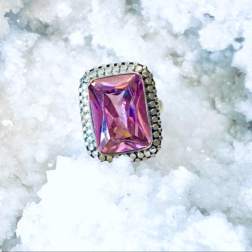 Sterling Silver Pink Topaz Ring Sz 7